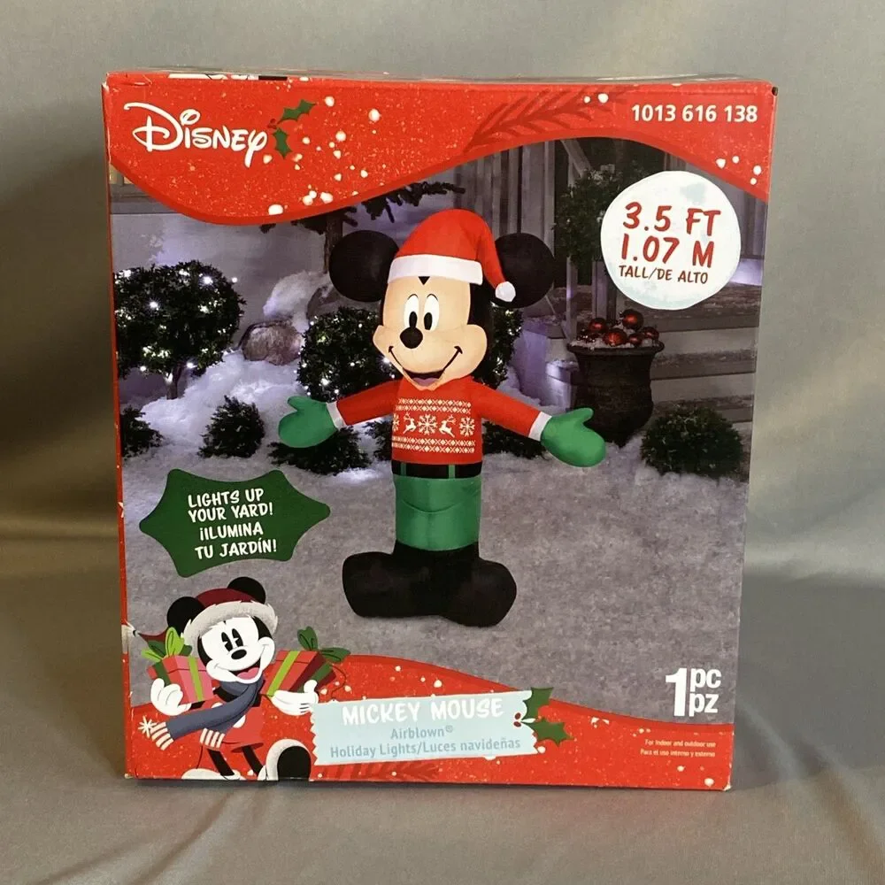 NEW Disney Christmas Mickey Mouse Santa Claus 3.5’ Airblown Inflatable Light Box